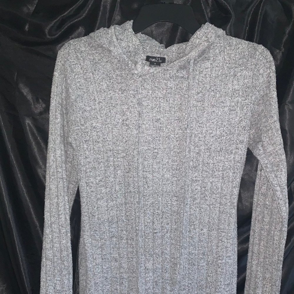 Fitted Long Sleeved Hooded Sweater dress